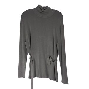 BCBGMaxAzria Sweater Women's 2X  Gray Turtleneck Long Sleeve Stretch Belted